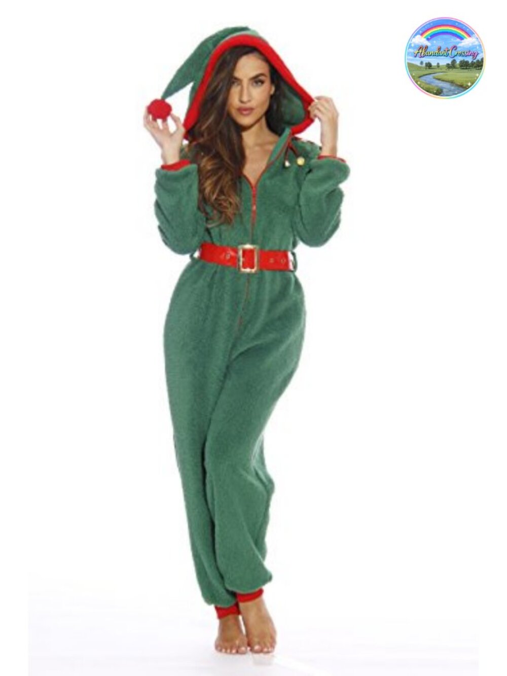 Sherpa Fleece One-Piece Pajama Hooded Full Zip Christmas Holiday